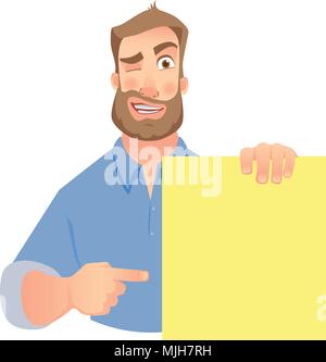 Man holding blank banner Illustration de Vecteur