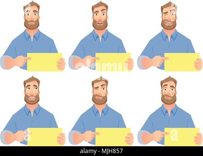 Man holding blank sign - set Illustration de Vecteur