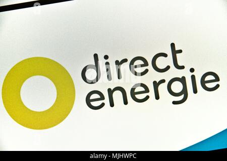 Site Internet de Direct Energie, fournisseur et producteur français d'électricité et de gaz présents sur le marché français depuis 2003. Banque D'Images