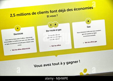 Site Internet de Direct Energie, fournisseur et producteur français d'électricité et de gaz présents sur le marché français depuis 2003. Banque D'Images