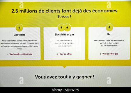 Site Internet de Direct Energie, fournisseur et producteur français d'électricité et de gaz présents sur le marché français depuis 2003. Banque D'Images