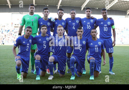 Israël (rangée du haut, de gauche à droite) Shareef Keouf, Omri Ram, Hanan Hen Biton, Dan Lugassy, Meir Amit, Ibrahim Jauabra (rangée du bas, de gauche à droite) Guy Hakim, Rony Laufer, Ido Shahar, Liel Abada et Ofek Ovadia pendant l'UEFA EURO U17 Championnat, un match de groupe à l'Proact Stadium, Chesterfield. ASSOCIATION DE PRESSE Photo. Photo date : vendredi 4 mai 2018. Voir l'ACTIVITÉ DE SOCCER U17 histoire de l'Angleterre. Crédit photo doit se lire : Nick Potts/PA Wire. RESTRICTIONS : un usage éditorial uniquement. Pas d'utilisation commerciale. Banque D'Images