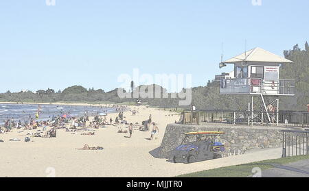 Des foules de gens avec sa plage de Mooloolaba dans le Queensland en Australie Banque D'Images