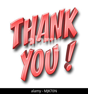 Images Illustrations - grand texte en rouge : Merci !, 3D Illustration, contre le fond blanc Banque D'Images