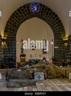 Église de la primauté de Saint Pierre, Tabgha, Israël Banque D'Images