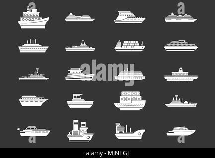 Icon Set vector navire gris Illustration de Vecteur