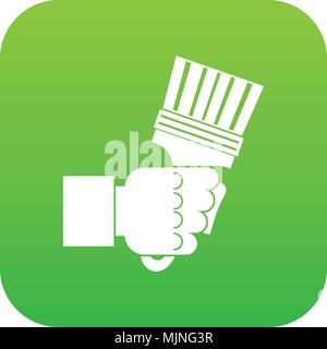 Main tenant une pince avec poignées vert numérique icône Illustration de Vecteur