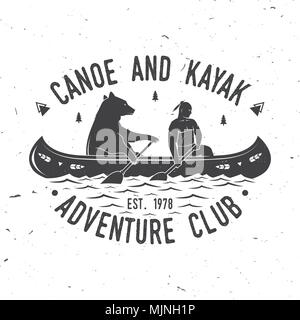 Canot et kayak club. Vector illustration. Concept pour chemise, imprimer, stamp ou tee. Typographie vintage design avec la kayakiste et portent d'ossature. Extreme Illustration de Vecteur