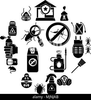 Outils de lutte contre les ravageurs, le style simple icons set Illustration de Vecteur