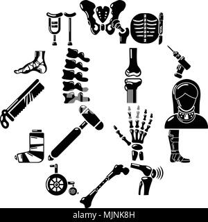 Les outils en os orthopédiste icons set, le style simple Illustration de Vecteur