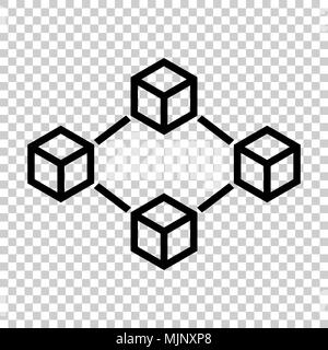 Blockchain icône vecteur technologie télévision dans le style. Bloc cube cryptographie illustration. Blockchain concept d'algorithme sur fond transparent isolé Illustration de Vecteur