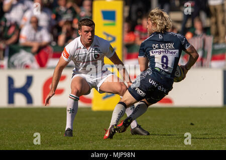 Vente de requin FAF DE KLERK en action pendant le match 5 MAI 2018 , Stade AJ Bell, Vente, Angleterre ; Premiership anglaise, la Ligue de Rugby Sale Sharks Banque D'Images