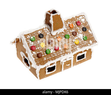 Gingerbread House isolated on white Banque D'Images