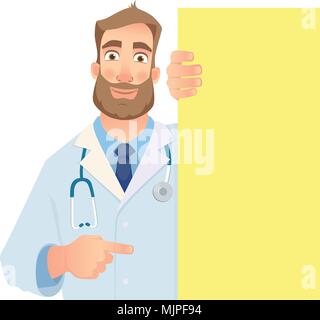 Doctor holding blank signboard Illustration de Vecteur