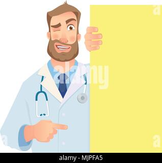 Doctor holding blank signboard Illustration de Vecteur