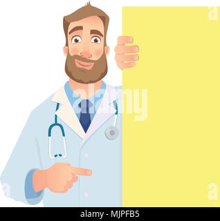 Doctor holding blank signboard Illustration de Vecteur