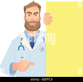 Doctor holding blank signboard Illustration de Vecteur