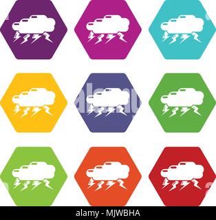 Thunder Cloud icons set 9 vector Illustration de Vecteur