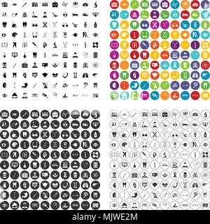 100 medical icons set vector variante Illustration de Vecteur