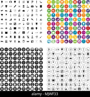 Treatmet 100 medical icons set vector variante Illustration de Vecteur