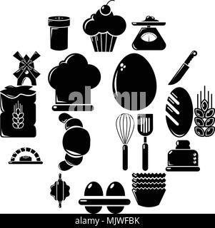 Icons set boulangerie, le style simple Illustration de Vecteur