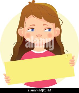 Girl holding blank poster Illustration de Vecteur