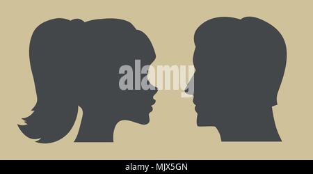 Silhouette of man and woman Illustration de Vecteur