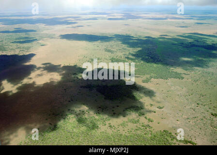 Une vue aérienne du paysage africain dans le Selous, Tanzanie Banque D'Images