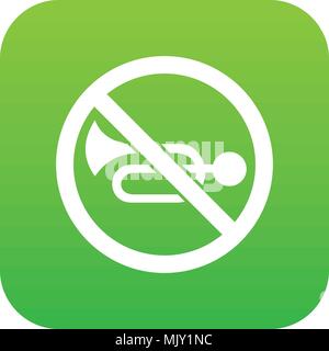 Aucun signe de la circulation de l'avertisseur sonore numérique icône green Illustration de Vecteur