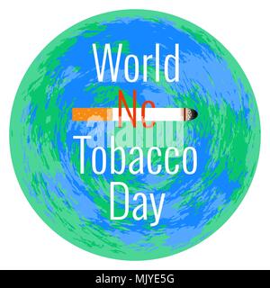Journée mondiale sans tabac. Concept de l'événement. 31 mai. Nom de l'événement, la cigarette. Contexte - la planète Terre, isolé sur fond blanc Illustration de Vecteur