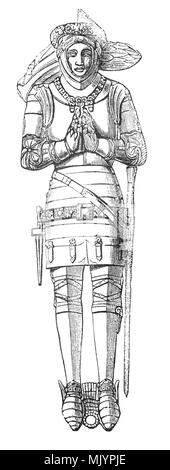 L'effigie de sir Robert Goushill (1350-1403) dans l'église paroissiale de St.Michael à Hoveringham, Nottinghamshire, Angleterre. Tout en luttant pour Henry IV à la bataille d'Shrewesbury (21 juillet 1403) il a été grièvement blessé, puis traîtreusement poignardé à mort par son serviteur. Banque D'Images