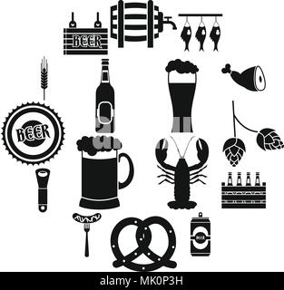 Beer icons set, le style simple Illustration de Vecteur