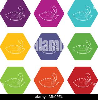 Chapeau Pirate icons set 9 vector Illustration de Vecteur