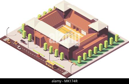 Vector poly faible stade de volley-ball Illustration de Vecteur