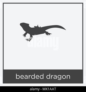 Icône dragon barbu isolé sur fond blanc avec cadre gris, signe et symbole Illustration de Vecteur