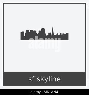 L'icône sf skyline isolé sur fond blanc avec cadre gris, signe et symbole Illustration de Vecteur
