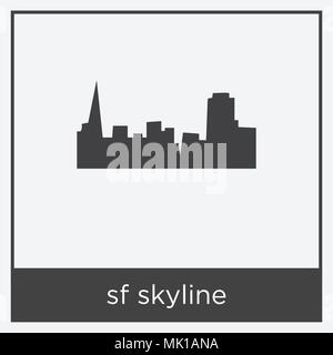 L'icône sf skyline isolé sur fond blanc avec cadre gris, signe et symbole Illustration de Vecteur