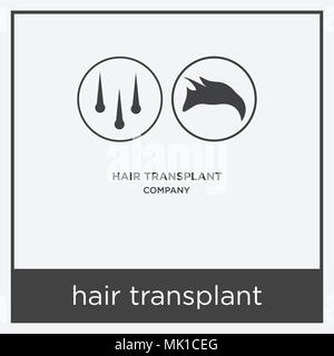 L'icône de greffe de cheveux isolé sur fond blanc avec cadre gris, signe et symbole Illustration de Vecteur