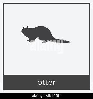 Icône otter isolé sur fond blanc avec cadre gris, signe et symbole Illustration de Vecteur