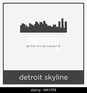 Icône skyline detroit isolé sur fond blanc avec cadre gris, signe et symbole Illustration de Vecteur