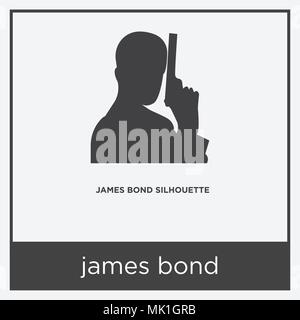 L'icône james bond isolé sur fond blanc avec cadre gris, signe et symbole Illustration de Vecteur