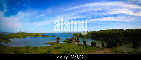 Kalfastrond sculpture de lave autour du lac Myvatn, l'Islande Banque D'Images