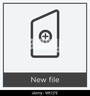 Nouvelle icône de fichier isolé sur fond blanc avec cadre gris, signe et symbole Illustration de Vecteur