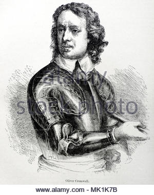 Oliver Cromwell portrait 1599 - 1658 était un chef militaire et politique, de l'illustration antique vers 1880 Banque D'Images