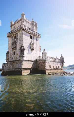 Vue depuis la tour de Belén. Célèbre monument de Lisbonne, Portugal. Banque D'Images