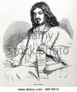 John Bunyan portrait 1628 - 1688 était un écrivain et prédicateur puritain mieux connu comme l'auteur de l'allégorie chrétienne The Pilgrim's Progress, antique illustration de circa 1880 Banque D'Images