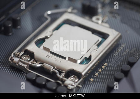 Intel LGA 1151 Socket Du CPU Sur La Carte Mère Banque D'Images et