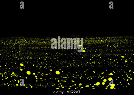 Firefly, lightning bugs sur fond noir Banque D'Images