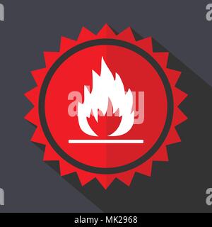 Autocollant rouge de feu l'icône vecteur design plat Illustration de Vecteur