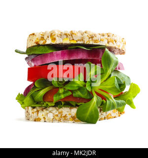 Saine alimentation burger végétarien, végétalien concept pile de légumes en forme de hamburger Banque D'Images